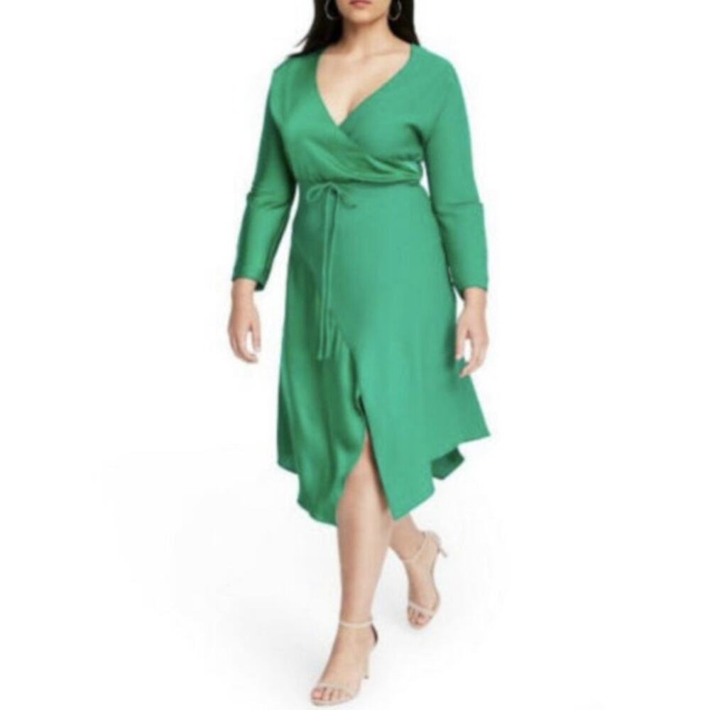 Cushnie Target Wrap Dress Long Sleeves Size 14 Kelly Green Wedding Guest Party